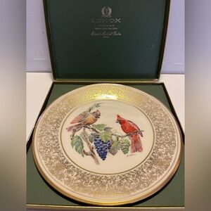 Cardinal Lenox Boehm Bird Gold Decorative Plate 1976 Handcrafted Collectible